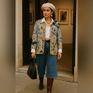 Carla Castelli Italy Cardigan L | Metallic Gold Knit Coastal Grandma Retro Chic